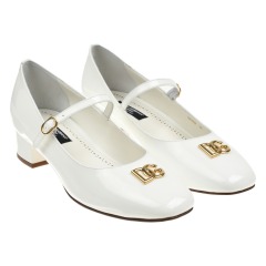 Туфли c золотым логотипом, белые Dolce&Gabbana