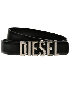 Ремень с крупной пряжкой логотипом, черный Diesel