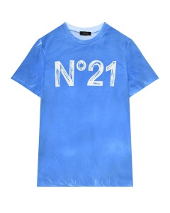 Футболка с логотипом на груди, синяя No. 21
