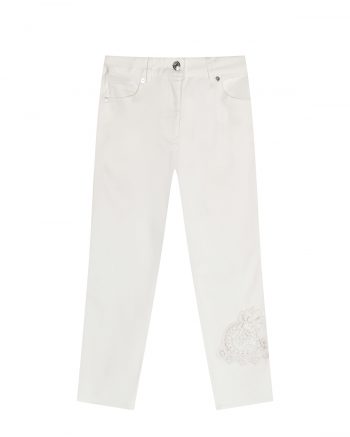 Белые джинсы с ажурной вышивкой Ermanno Scervino