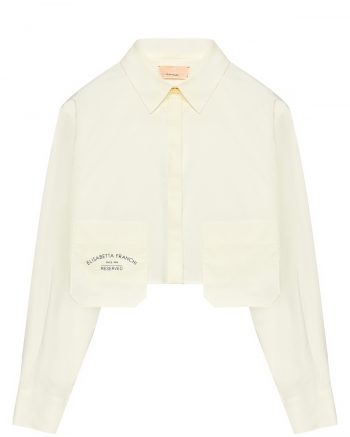 Рубашка укороченная с логотипом на кармане, белая Elisabetta Franchi la mia bambina