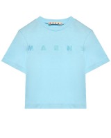 Укороченная футболка с лого, голубая MARNI
