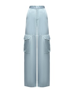 Атласные брюки-карго, голубые GCDS