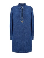 Платье-рубашка из ткани шамбре с литым логотипом VGOLD