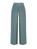 Льняные брюки-палаццо с эластичным поясом и карманами